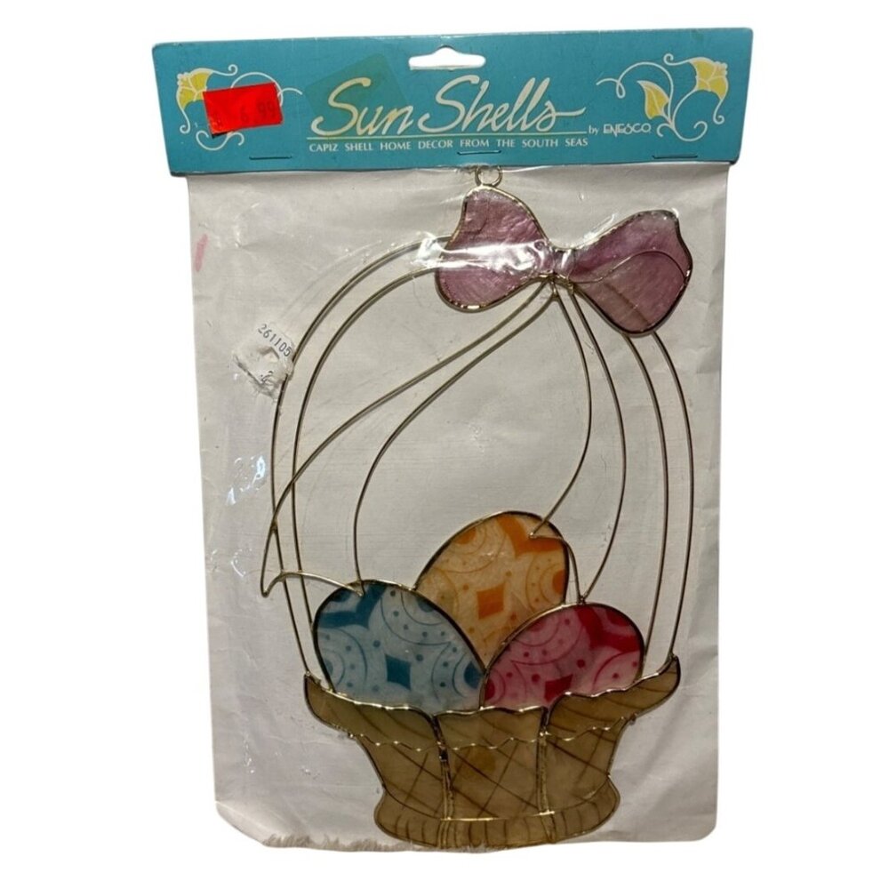 Enesco Suncatcher Sun Shells Capiz Easter Basket Ornament New